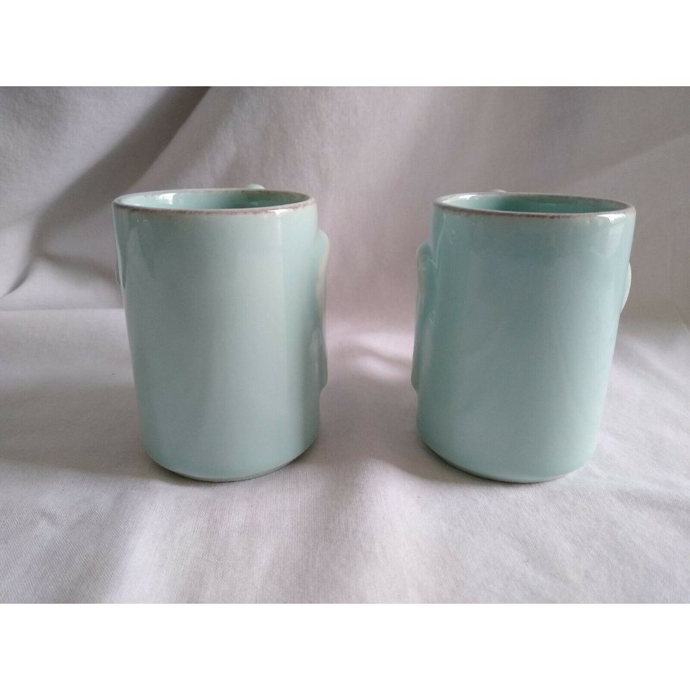 Set of 2 Light Aqua Blue Elephant 3D Figural Mug Cup Child Size - Picture 5 of 5